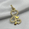 #D10233 - Dije Corazones Con Piedras De Zirconia Oro 10K - K01/1.4