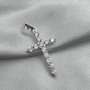 #D122 - Dije Cruz Con Piedra Zirconia Plata - LL1.4