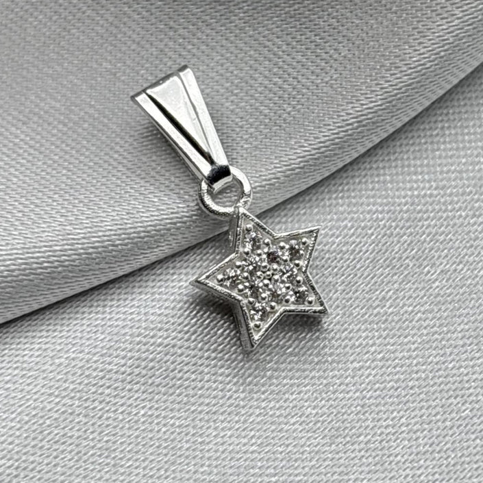#D145 - Dije Estrella De Plata Con Piedra Zirconia - F1.2