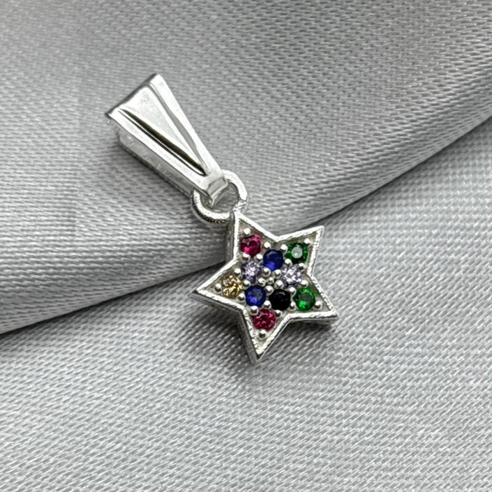 #D145 - Dije Estrella De Plata Con Piedra Zirconia - F1.2