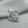 #D150 - Dije Corazón Y Mariposa Con Piedra Zirconia Plata - F1.2