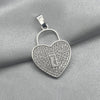 #D151 - Dije Candado corazón Piedra Zirconia Plata - LL1.9
