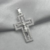 #D166 - Dije Crucifijo Con Piedra Zirconia Plata - LL2.1