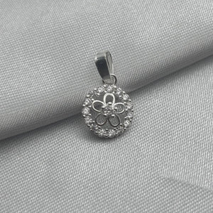 #D175 - Dije Circular Flor Piedra Zirconia Plata - LL0.9
