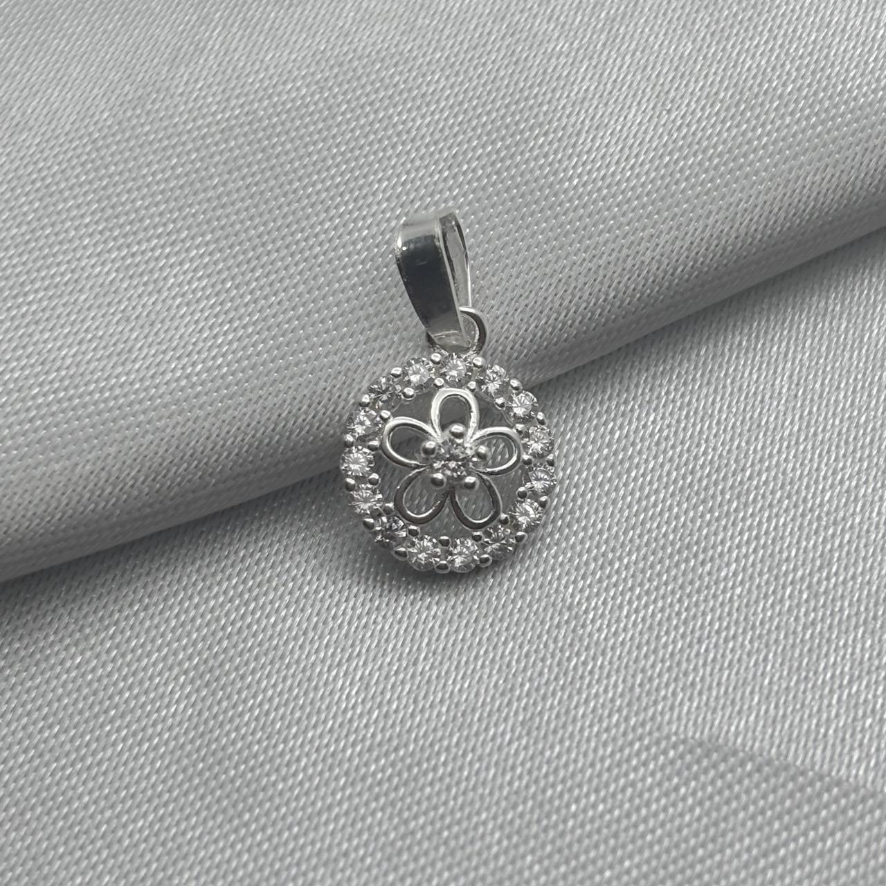 #D175 - Dije Circular Flor Piedra Zirconia Plata - LL0.9