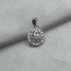 #D175 - Dije Circular Flor Piedra Zirconia Plata - LL0.9