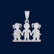 #D263 - Dije Familiar De 3 Niñas/Niños Plata - LL2.0