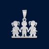#D263 - Dije Familiar De 3 Niñas/Niños Plata - LL2.0