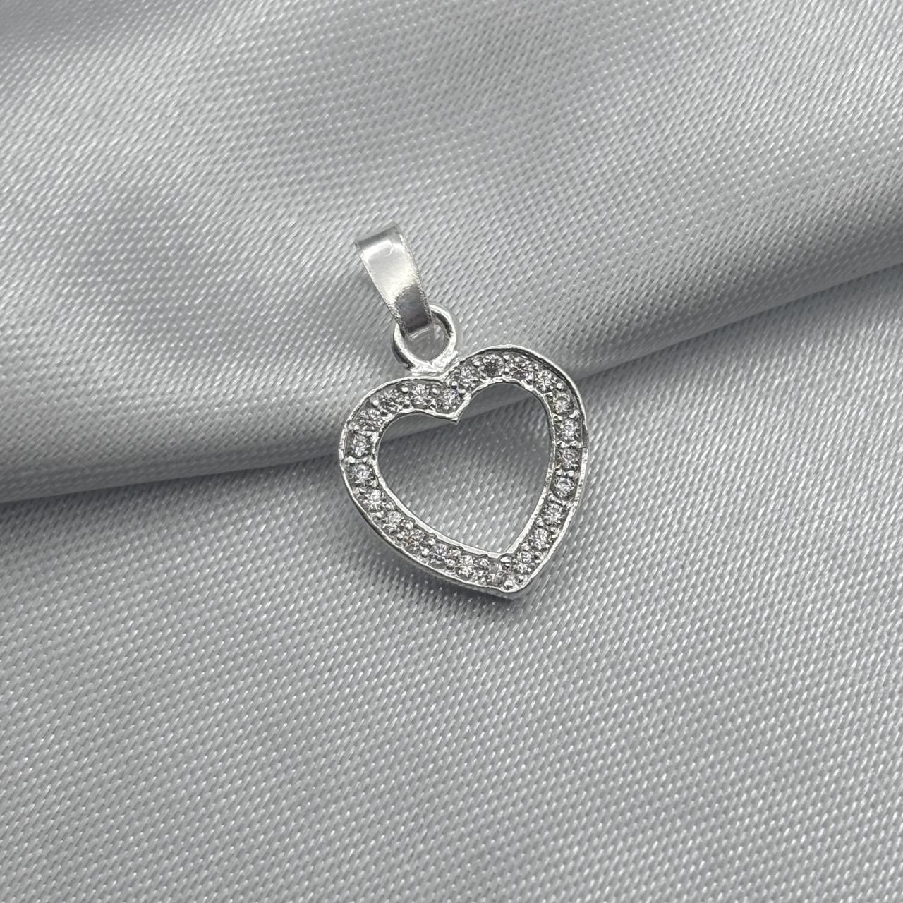 #D320 - Dije Corazón Piedra De Zirconia Plata - F1.0
