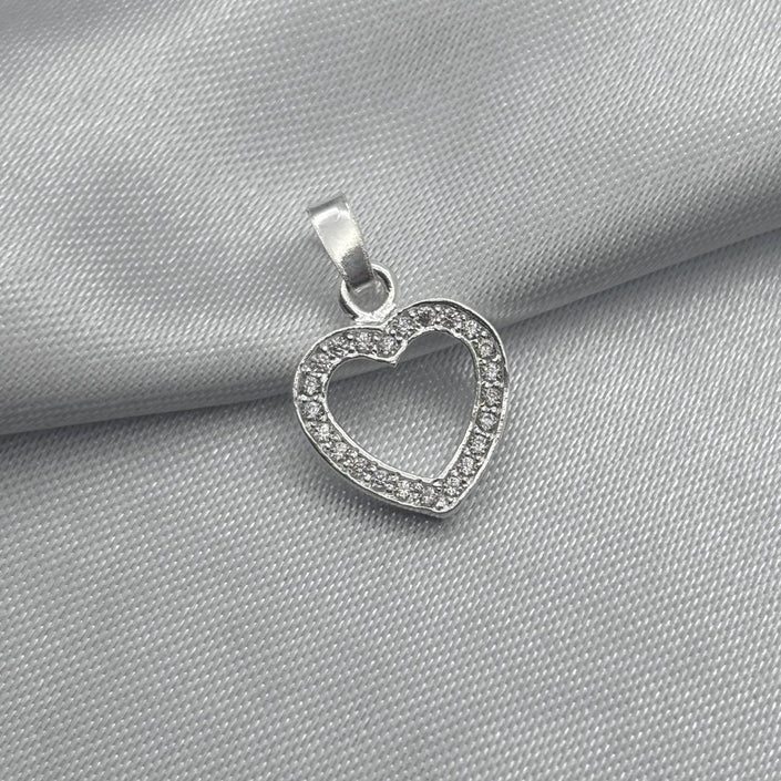 #D320 - Dije Corazón Piedra De Zirconia Plata - F1.0