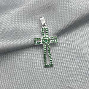 #D332 - Dije Cruz Con Piedra Zirconia Plata - LL1.4