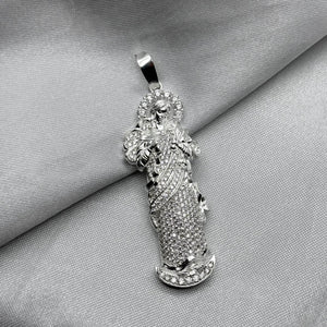 #D361 - Dije Virgen María Desatadora/Desatanudos Con Piedra Zirconia Plata - LL7.4