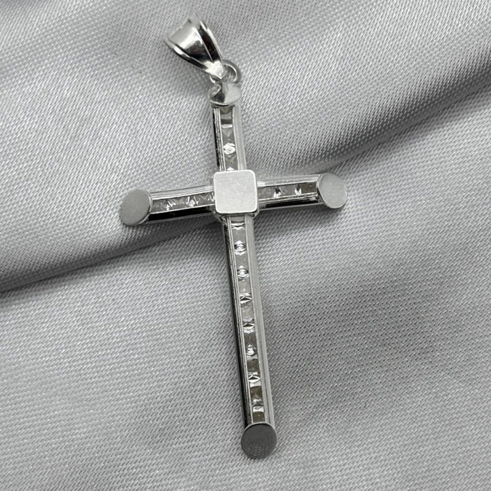 #D424 - Dije Crucifijo Piedra Zirconia Plata - ZC3.5