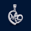 #D432 - Dije Corazón Con Piedra Zirconia Mamá Baño Rodio Plata - IP2.4