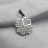 #D453 - Dije Trébol Piedra Zirconia Plata - LL1.1