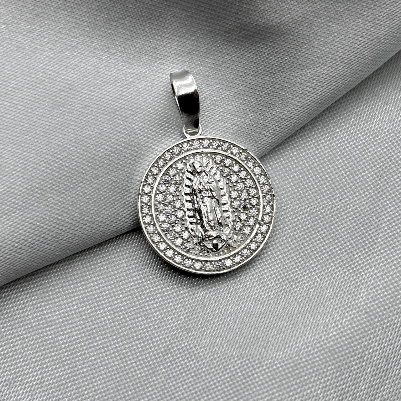 #D472 - Dije Virgen Guadalupe Piedra Zirconia Plata - F3.1