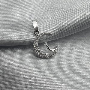 #D516 - Dije Luna Y Gato Con Piedra Zirconia Plata - LL1.0