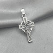 #D519 - Dije Cruz Con Piedra Zirconia Corazón Plata - LL1.0