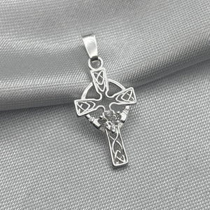 #D519 - Dije Cruz Con Piedra Zirconia Corazón Plata - LL1.0