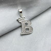 #D593 - Dije Letras Con Corona Y Piedra Zirconia Plata - ZC2.5