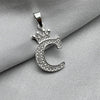 #D593 - Dije Letras Con Corona Y Piedra Zirconia Plata - ZC2.5