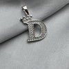#D593 - Dije Letras Con Corona Y Piedra Zirconia Plata - ZC2.5