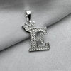 #D593 - Dije Letras Con Corona Y Piedra Zirconia Plata - ZC2.5