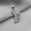 #D593 - Dije Letras Con Corona Y Piedra Zirconia Plata - ZC2.5