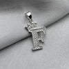 #D593 - Dije Letras Con Corona Y Piedra Zirconia Plata - ZC2.5