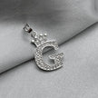 #D593 - Dije Letras Con Corona Y Piedra Zirconia Plata - ZC2.5