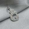 #D593 - Dije Letras Con Corona Y Piedra Zirconia Plata - ZC2.5