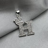 #D593 - Dije Letras Con Corona Y Piedra Zirconia Plata - ZC2.5