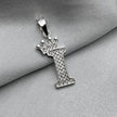 #D593 - Dije Letras Con Corona Y Piedra Zirconia Plata - ZC2.5