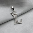 #D593 - Dije Letras Con Corona Y Piedra Zirconia Plata - ZC2.5