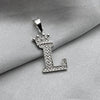 #D593 - Dije Letras Con Corona Y Piedra Zirconia Plata - ZC2.5