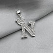 #D593 - Dije Letras Con Corona Y Piedra Zirconia Plata - ZC2.5