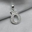 #D593 - Dije Letras Con Corona Y Piedra Zirconia Plata - ZC2.5