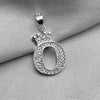 #D593 - Dije Letras Con Corona Y Piedra Zirconia Plata - ZC2.5