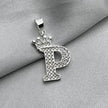 #D593 - Dije Letras Con Corona Y Piedra Zirconia Plata - ZC2.5