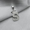 #D593 - Dije Letras Con Corona Y Piedra Zirconia Plata - ZC2.5