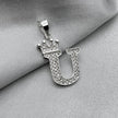 #D593 - Dije Letras Con Corona Y Piedra Zirconia Plata - ZC2.5