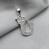 #D593 - Dije Letras Con Corona Y Piedra Zirconia Plata - ZC2.5