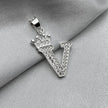#D593 - Dije Letras Con Corona Y Piedra Zirconia Plata - ZC2.5