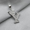 #D593 - Dije Letras Con Corona Y Piedra Zirconia Plata - ZC2.5
