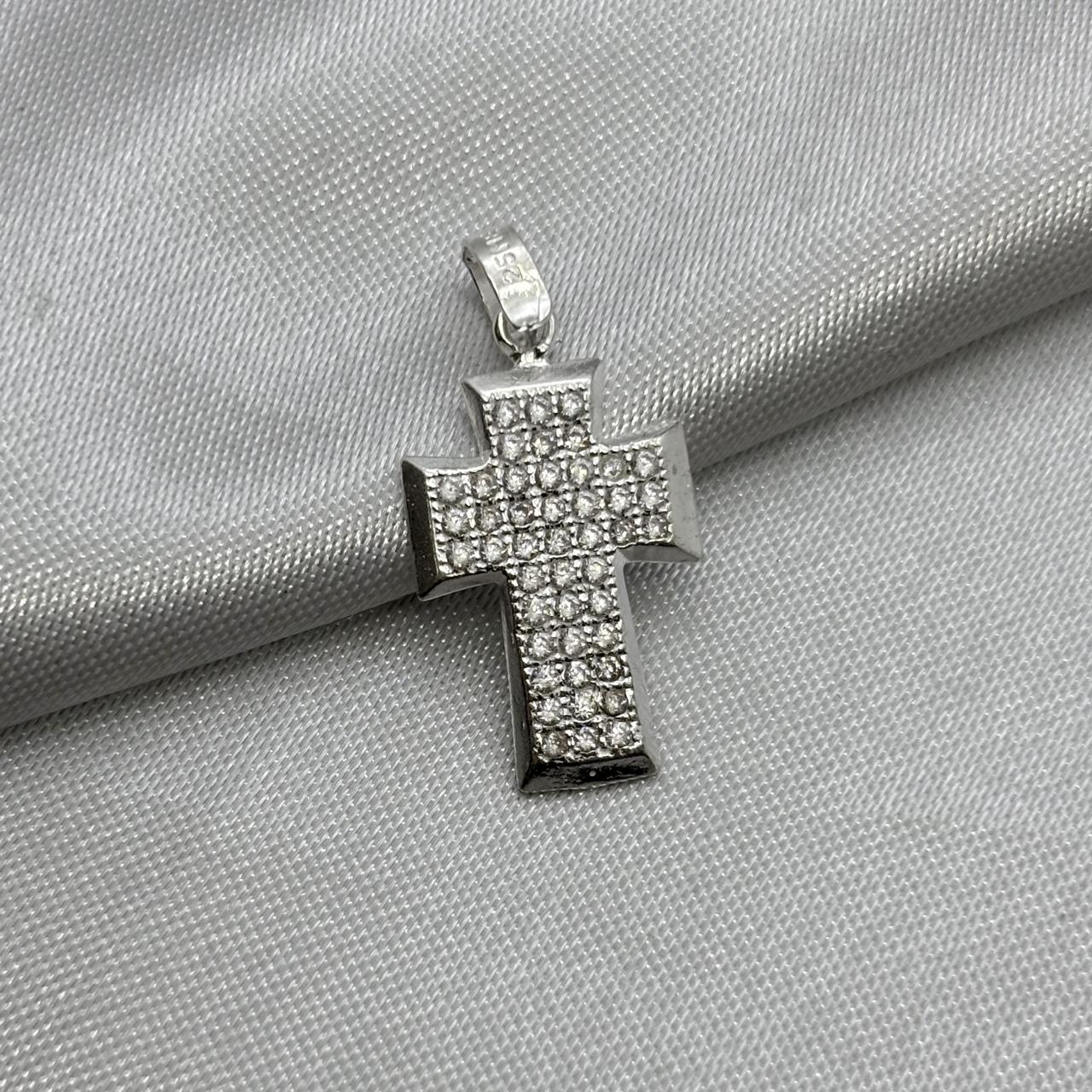 #D607 - Dije De Cruz Con Piedra Zirconia Plata - B09/1.4