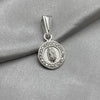 #D614 - Dije Circular Virgen De Guadalupe Con Zirconia Plata - B09/1.7