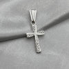 #D615 - Dije De Cruz Religiosa Delgada Con Zirconia Plata - B09/1.5