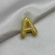 #DOL133 - Dije Letra Inflada Abecedario Con Piedra Zirconia Oro Laminado 18K