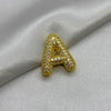 #DOL133 - Dije Letra Inflada Abecedario Con Piedra Zirconia Oro Laminado 18K
