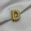 #DOL133 - Dije Letra Inflada Abecedario Con Piedra Zirconia Oro Laminado 18K